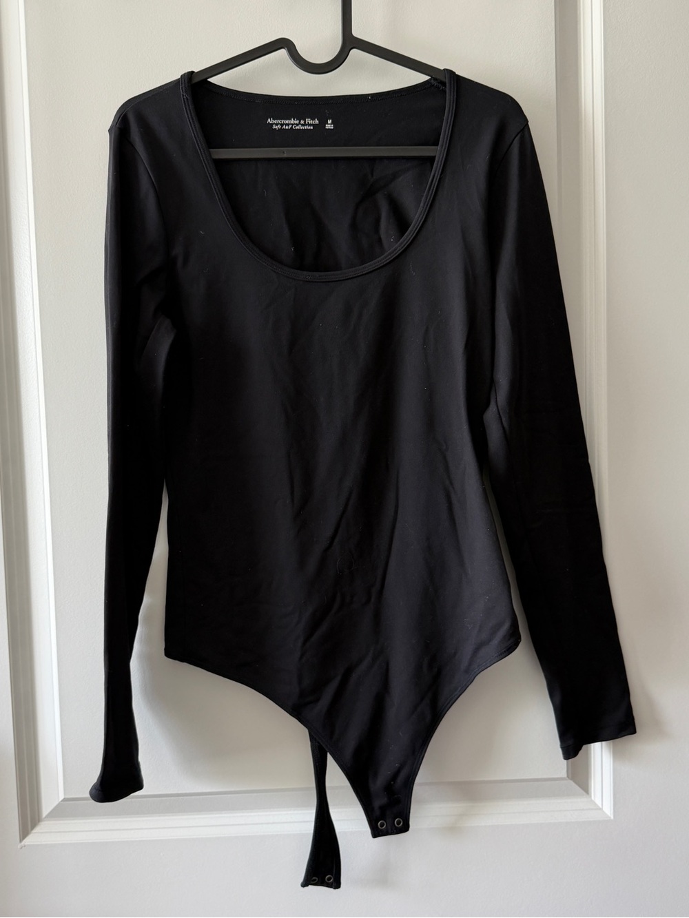 Abercrombie & Fitch Black Long Sleeve Scoop Neck Bodysuit with Snap Closure